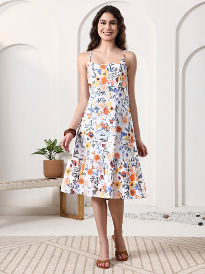 Printed Sleeveless Midi Dress