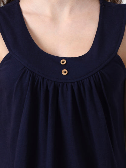 Women Solid Scoop Neck Gathered Top