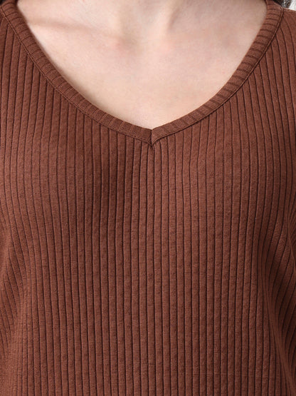 Women Solid V-Neck Cotton Top