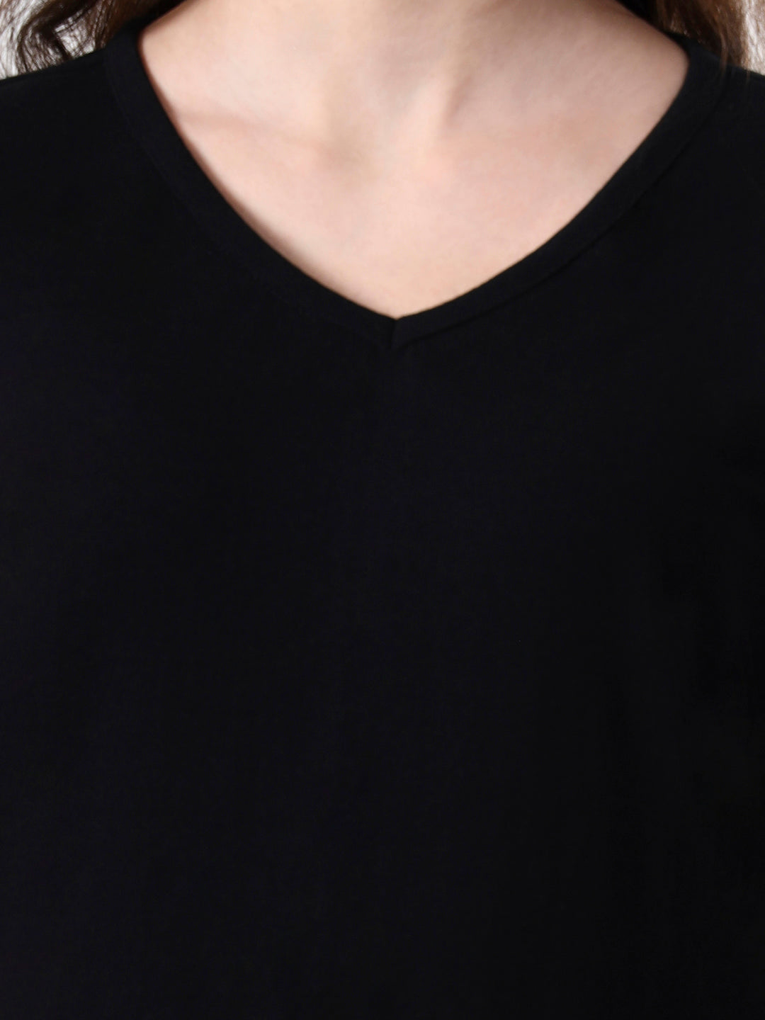 Women Solid V-Neck Cotton Top