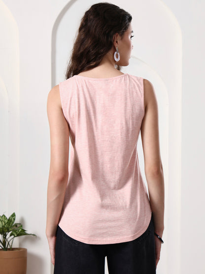 Women Solid Scoop Neck Gathered Top