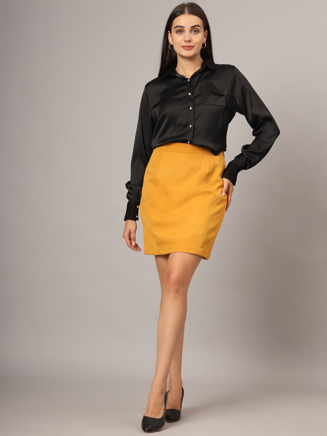 A-Line Above-Knee Length Skirt