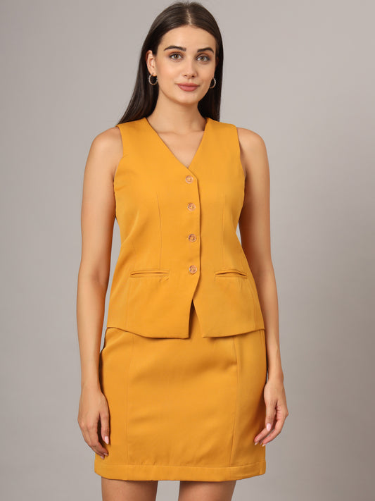 V-Neck Sleeveless Waist Coat With Skirt