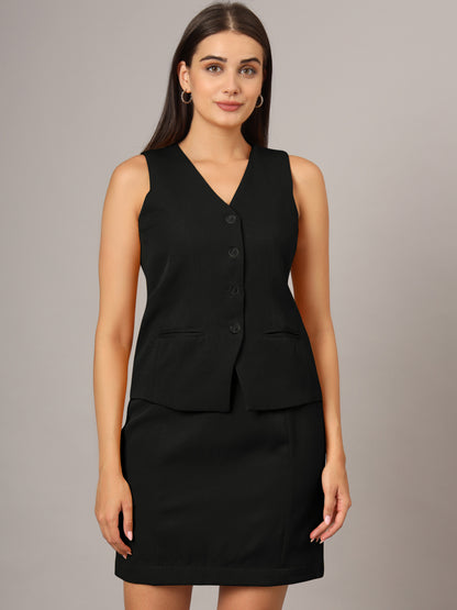 V-Neck Waistcoat With Skirt