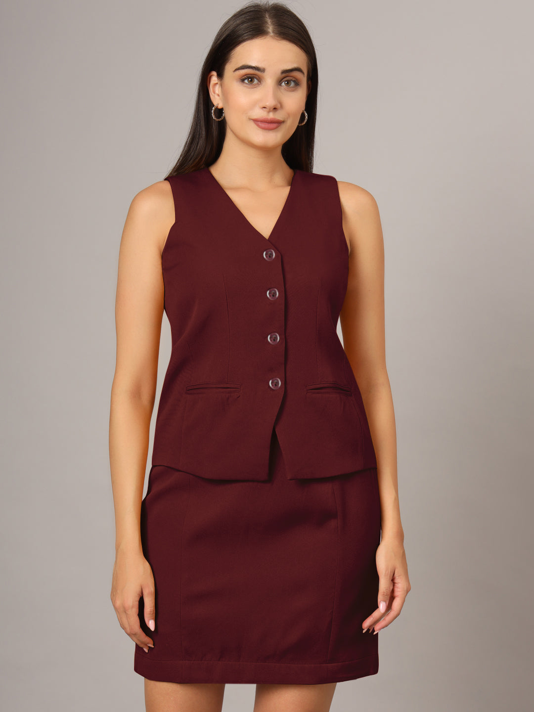 V-Neck Waistcoat With Skirt