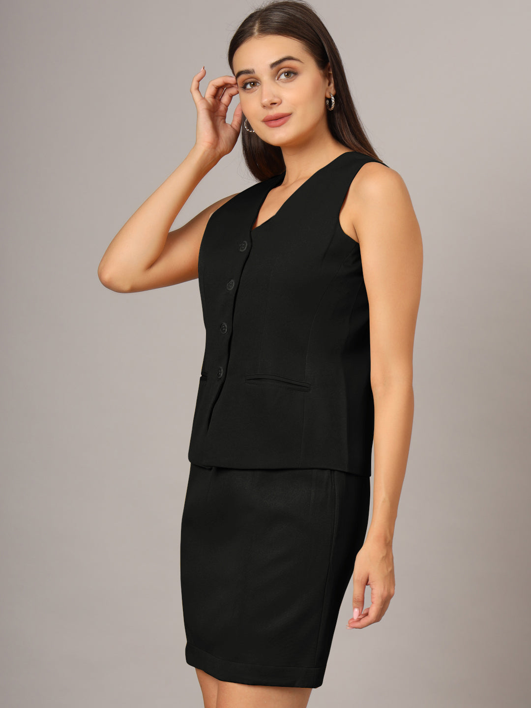 V-Neck Waistcoat With Skirt