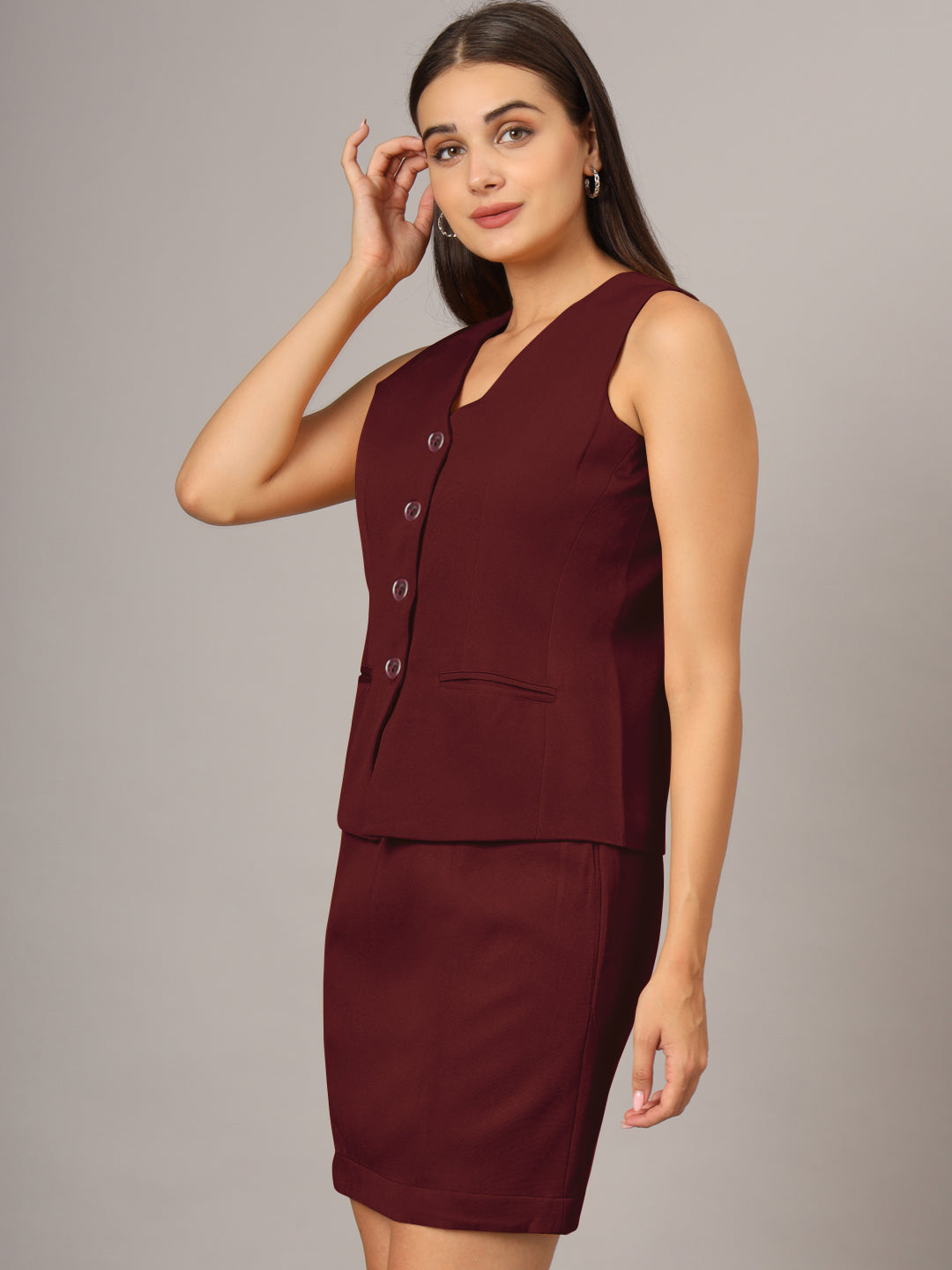 V-Neck Waistcoat With Skirt