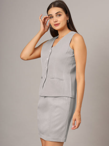 V-Neck Waistcoat With Skirt