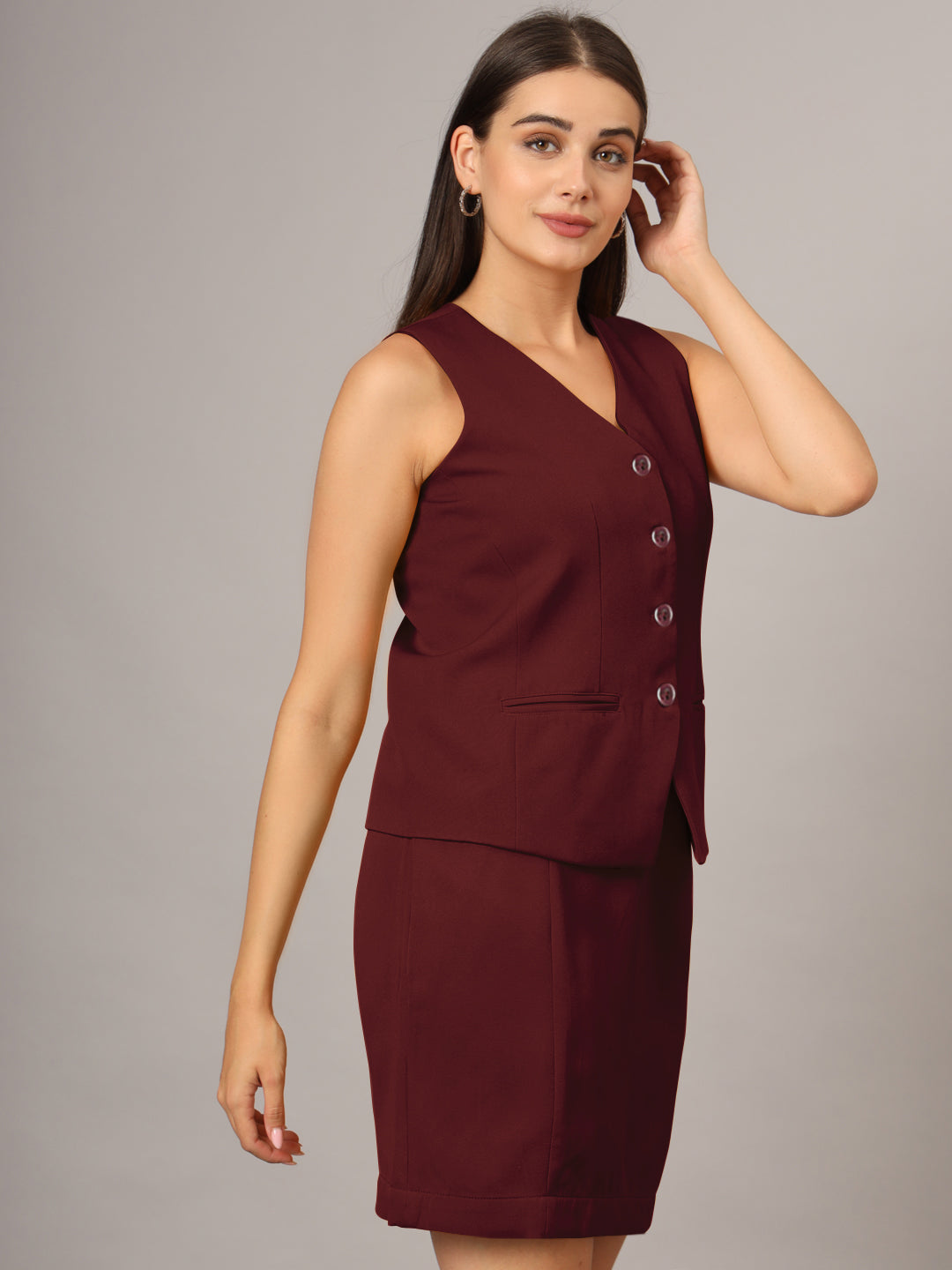 V-Neck Waistcoat With Skirt