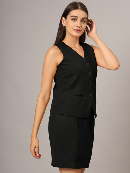 V-Neck Waistcoat With Skirt