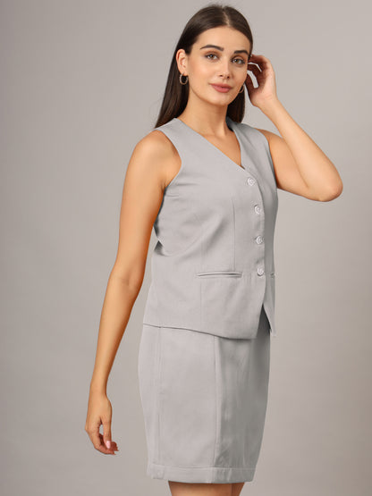 V-Neck Waistcoat With Skirt