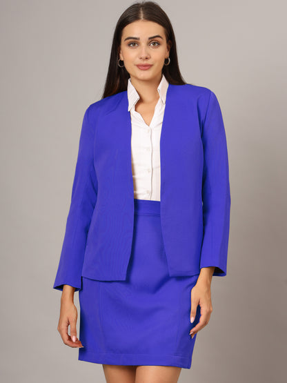 Open Front Long Sleeves Blazer With Skirts