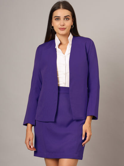 Open Front Long Sleeves Blazer With Skirts