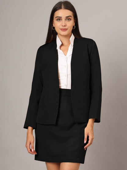 Open Front Long Sleeves Blazer With Skirts