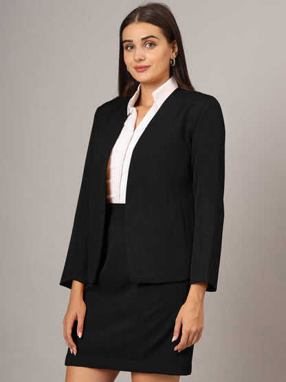 Open Front Long Sleeves Blazer With Skirts