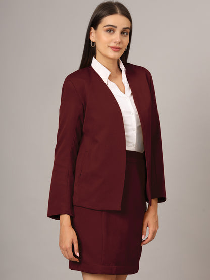 Open Front Long Sleeves Blazer With Skirts
