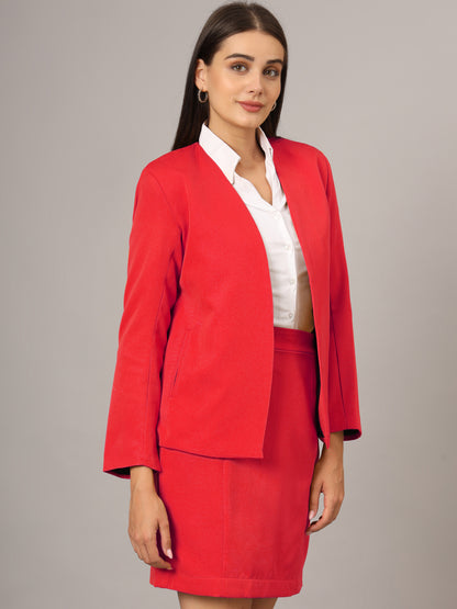 Open Front Long Sleeves Blazer With Skirts