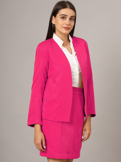 Open Front Long Sleeves Blazer With Skirts