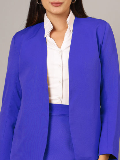 Open Front Long Sleeves Blazer With Skirts