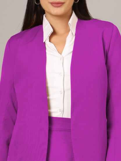 Open Front Long Sleeves Blazer With Skirts