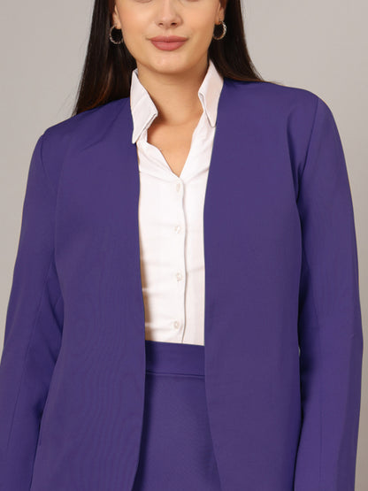 Open Front Long Sleeves Blazer With Skirts