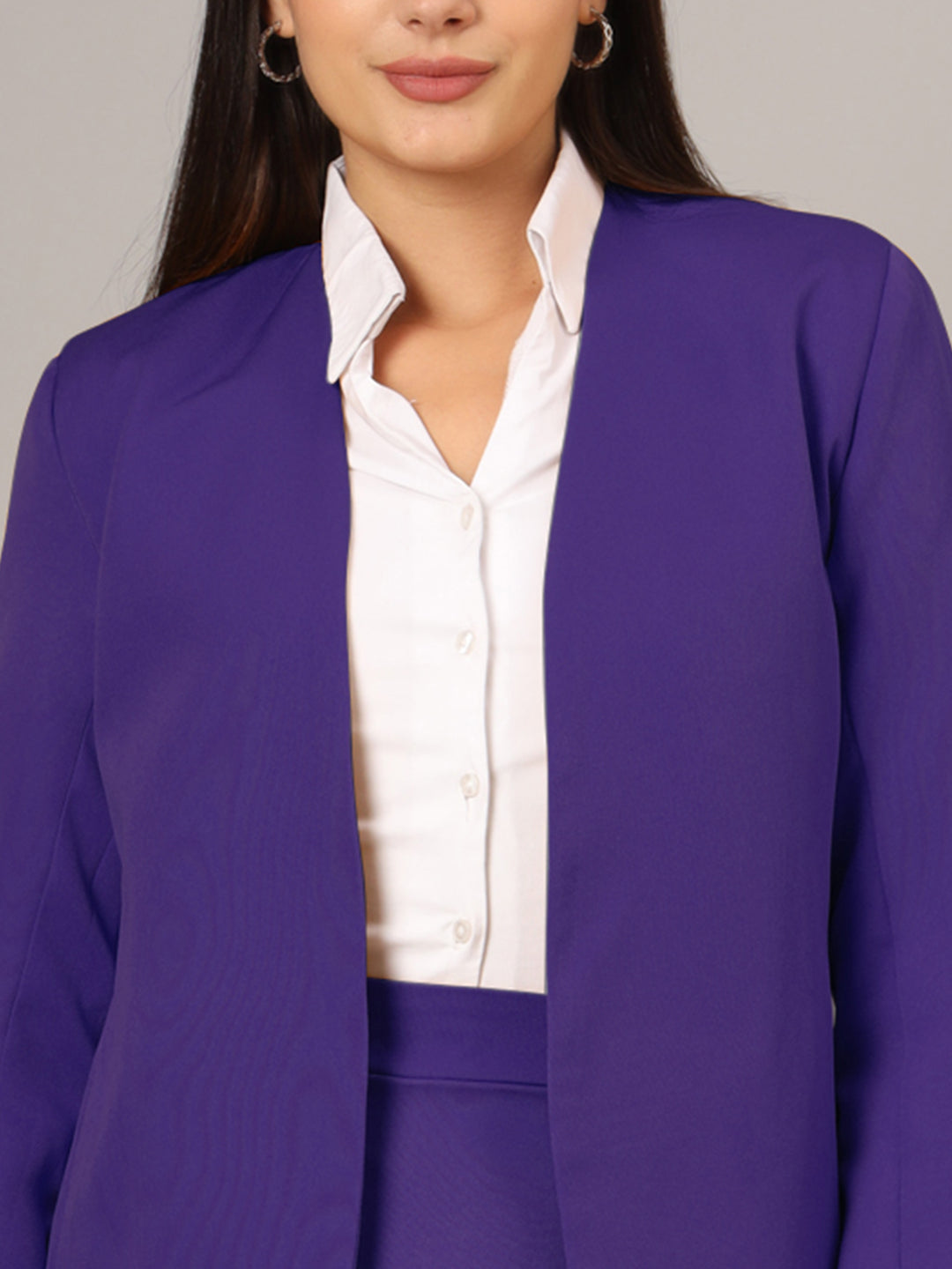Open Front Long Sleeves Blazer With Skirts