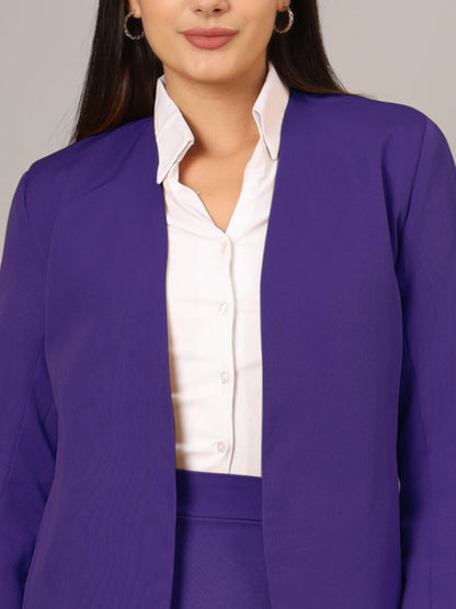Open Front Long Sleeves Blazer With Skirts