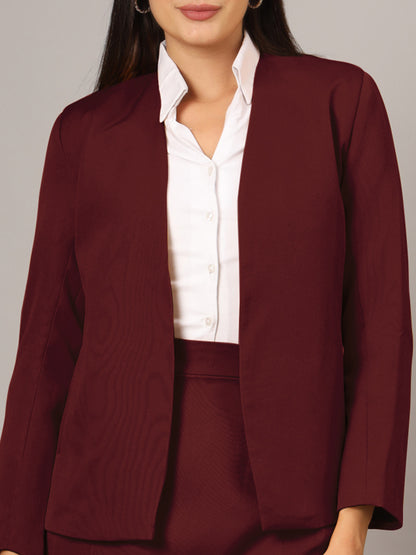 Open Front Long Sleeves Blazer With Skirts