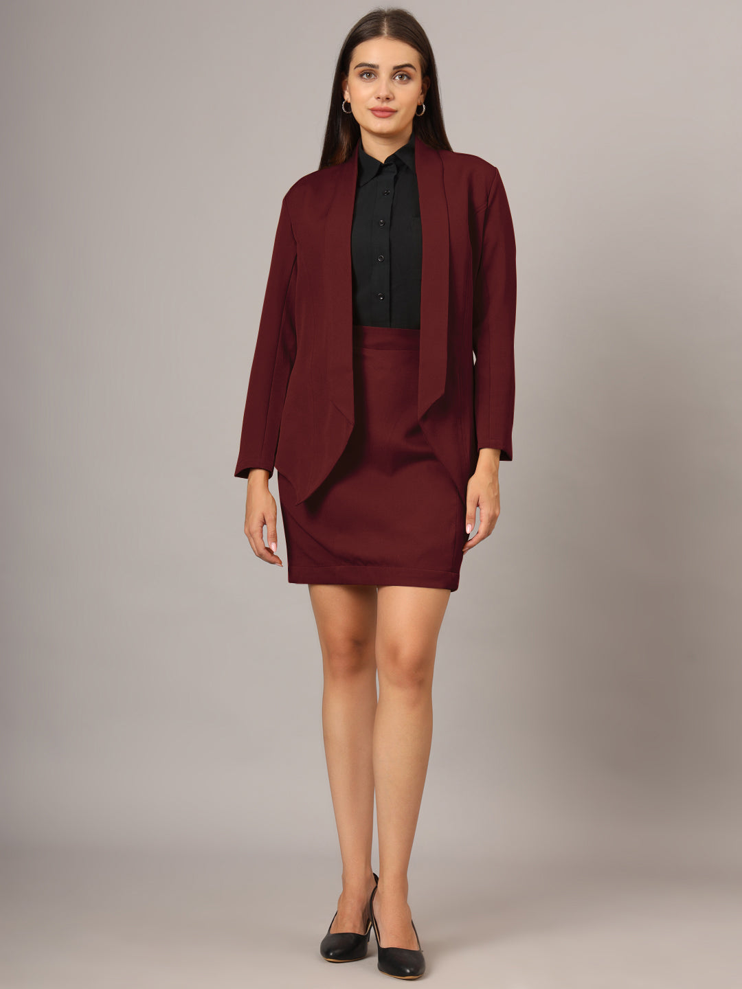 Shawl Collar Blazer With Skirts