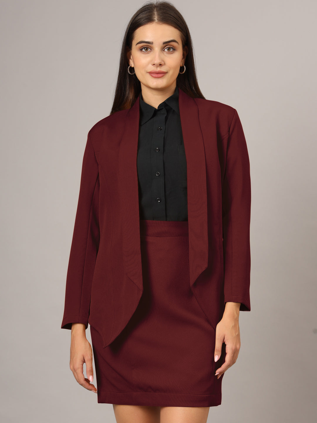 Shawl Collar Blazer With Skirts