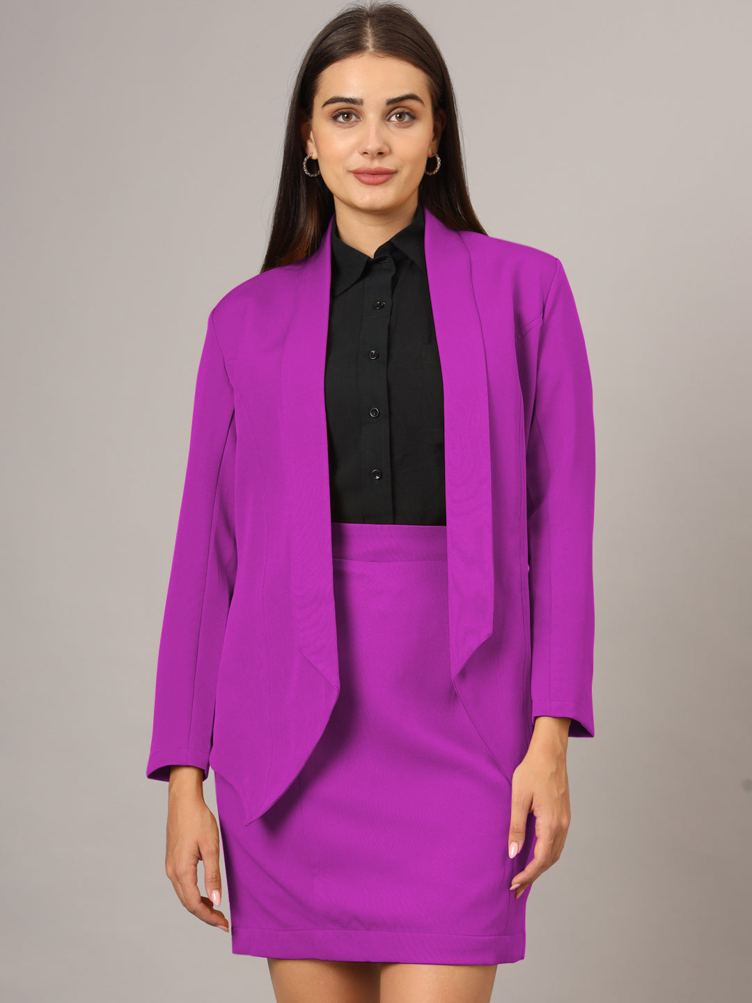 Shawl Collar Blazer With Skirts