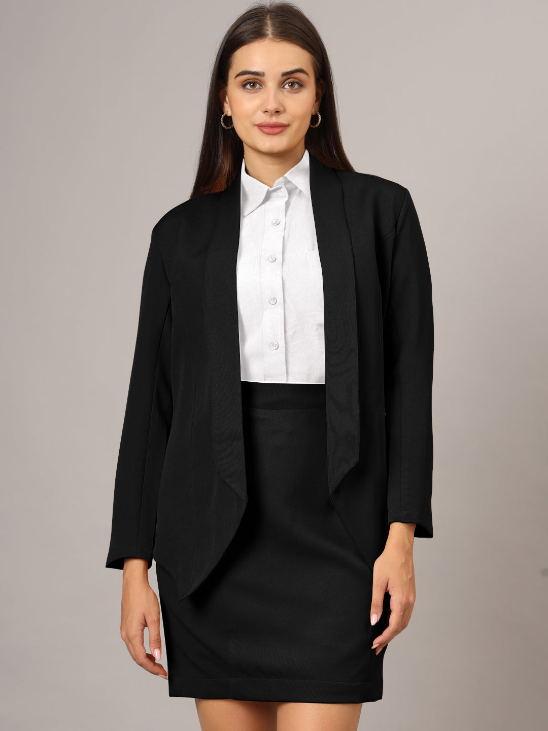 Shawl Collar Blazer With Skirts