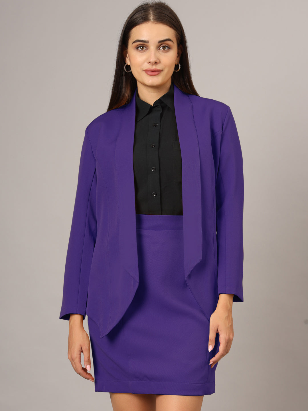Shawl Collar Blazer With Skirts