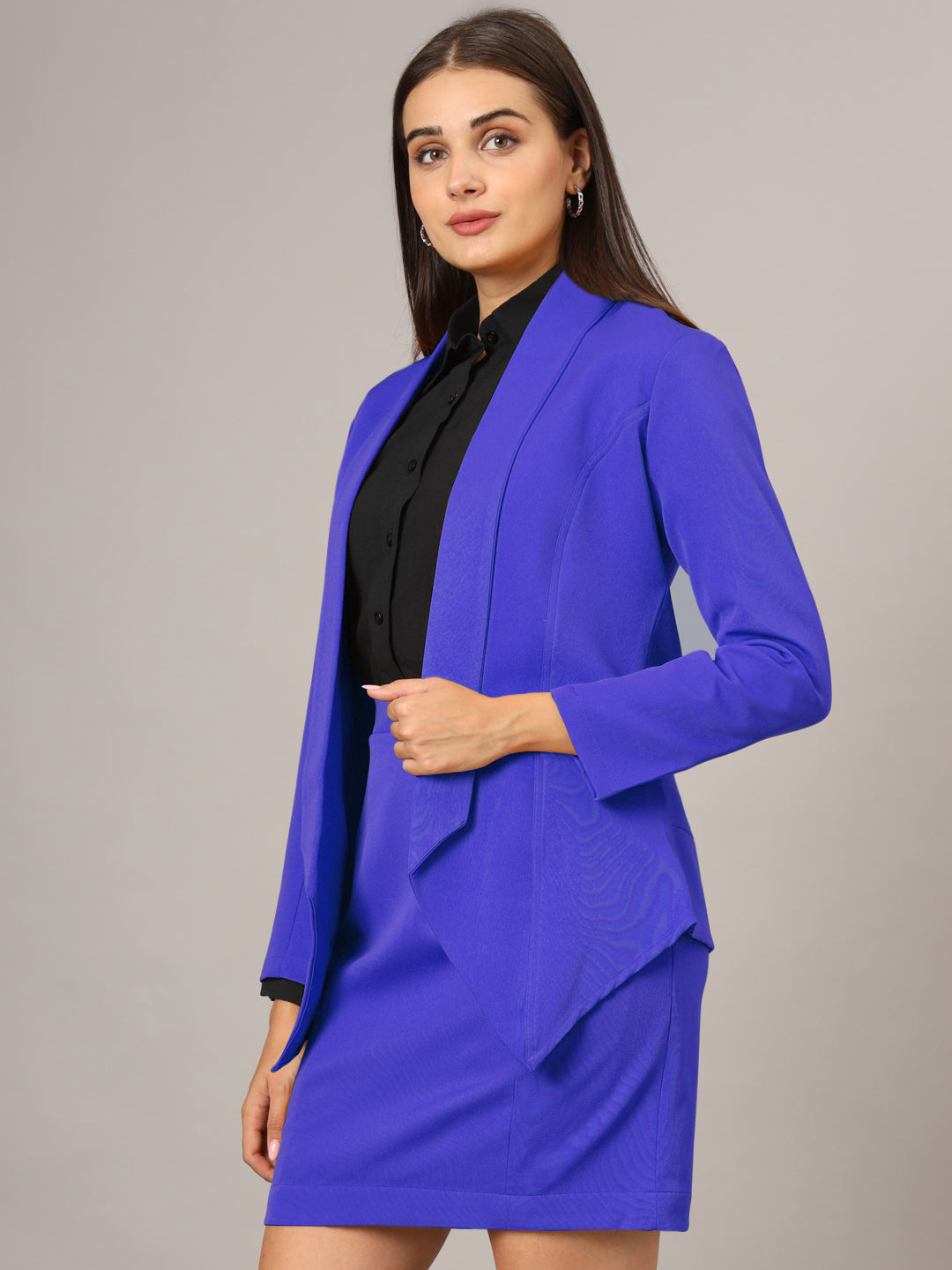 Shawl Collar Blazer With Skirts