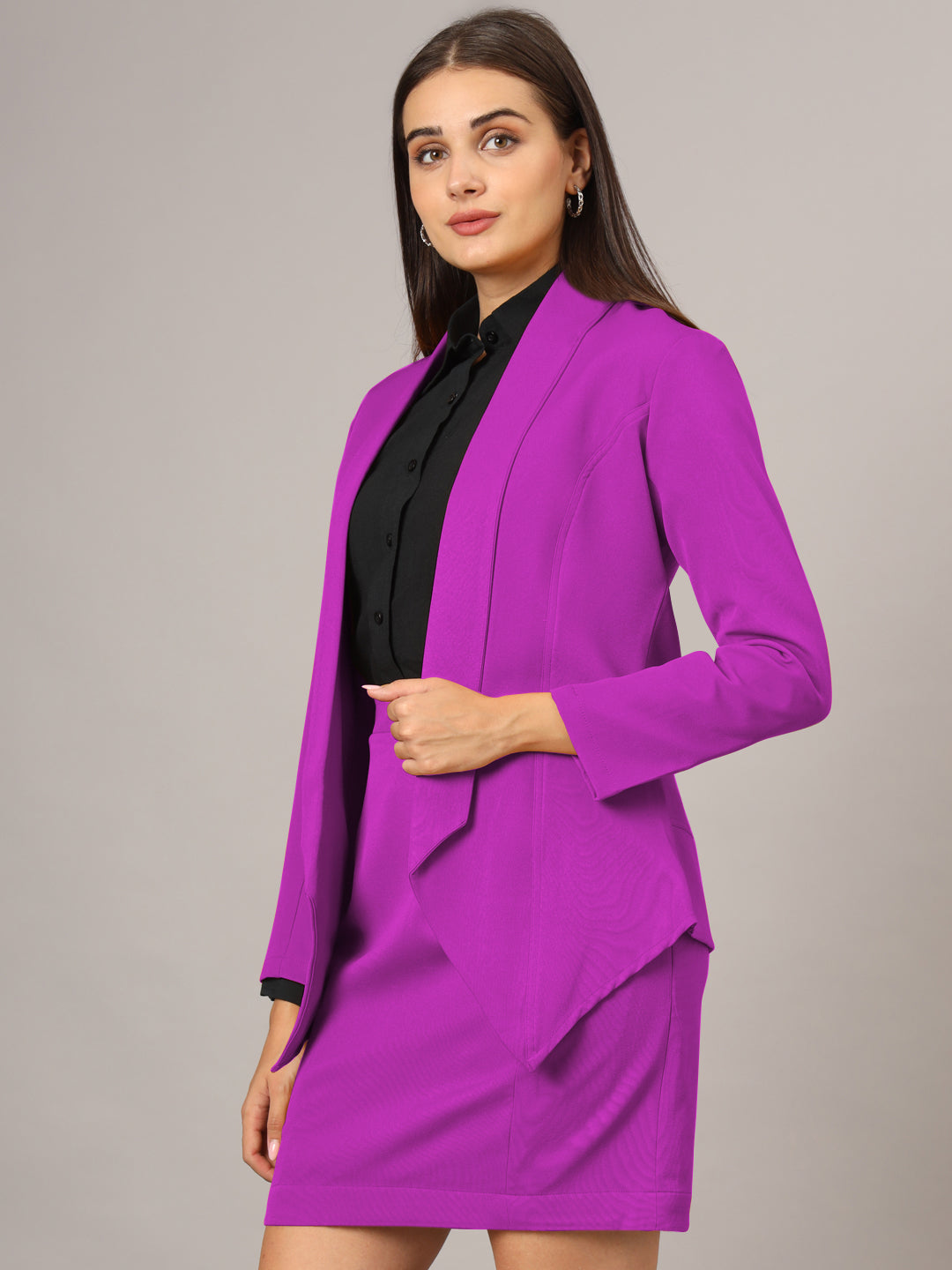 Shawl Collar Blazer With Skirts