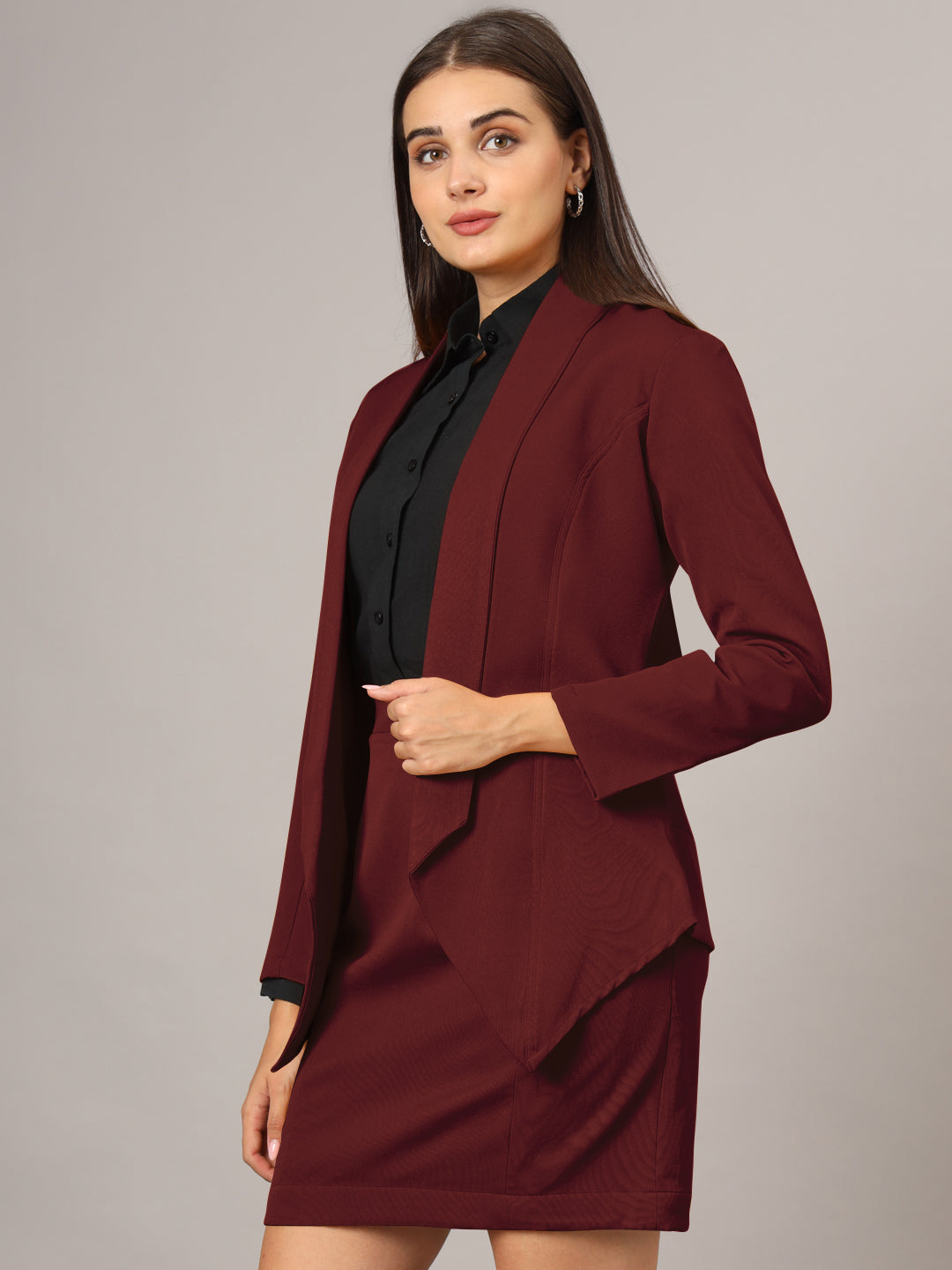 Shawl Collar Blazer With Skirts