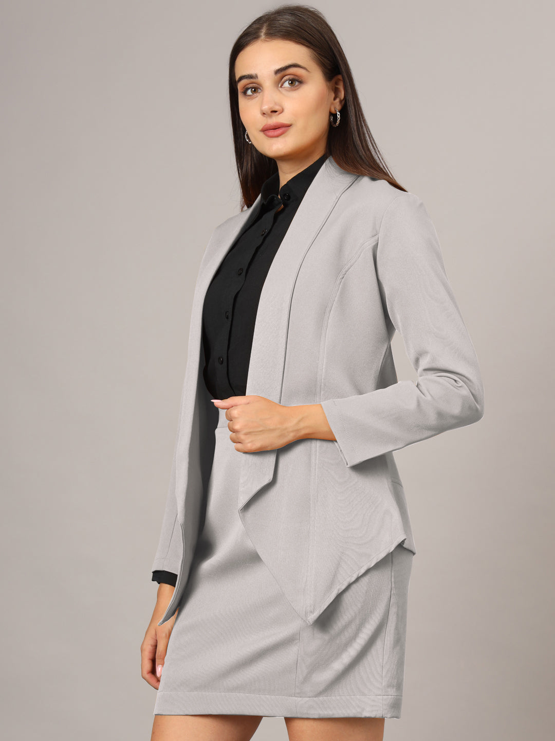 Shawl Collar Blazer With Skirts