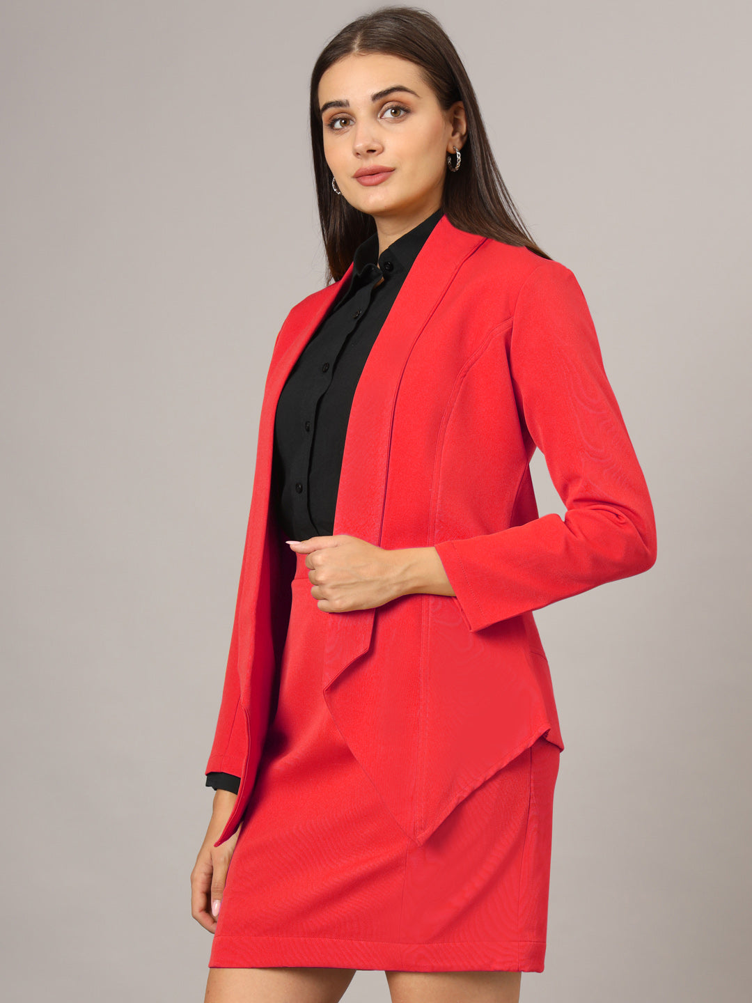 Shawl Collar Blazer With Skirts