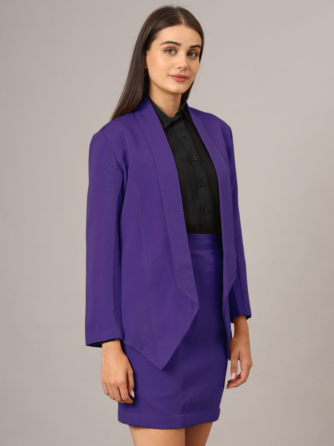 Shawl Collar Blazer With Skirts