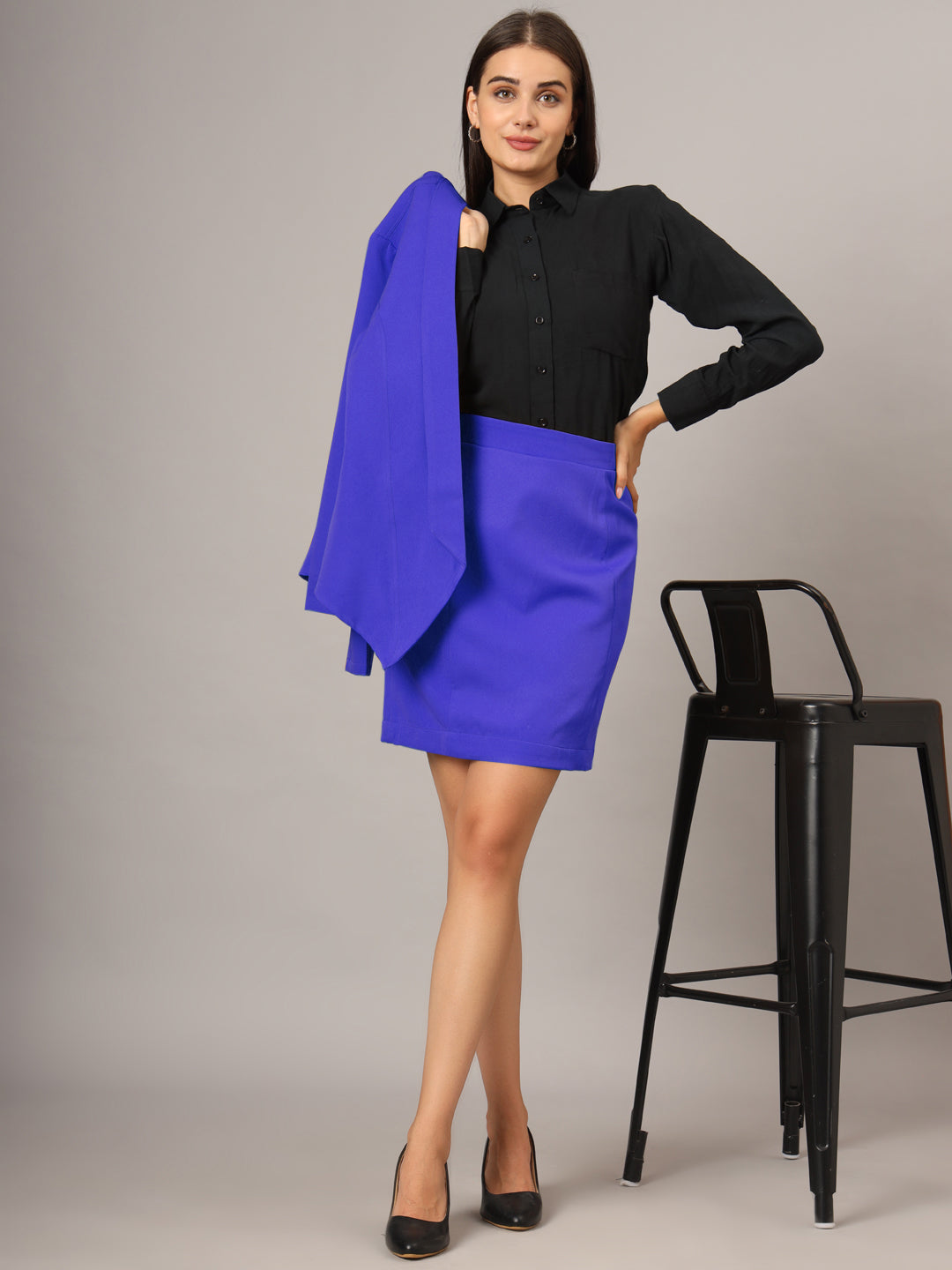 Shawl Collar Blazer With Skirts