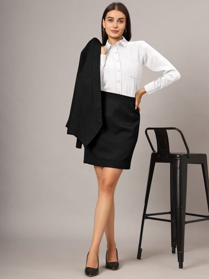 Shawl Collar Blazer With Skirts