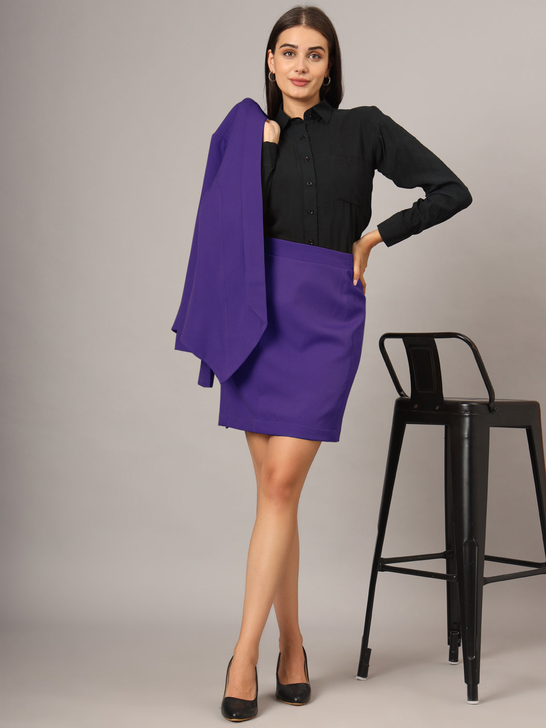 Shawl Collar Blazer With Skirts
