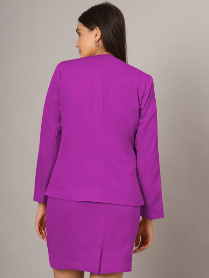 Open Front Long Sleeves Blazer With Skirts