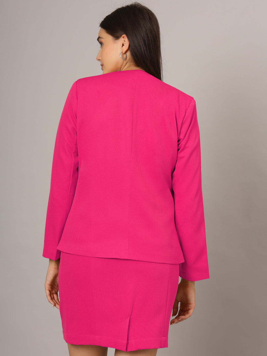 Open Front Long Sleeves Blazer With Skirts
