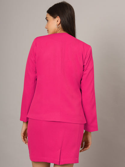Open Front Long Sleeves Blazer With Skirts