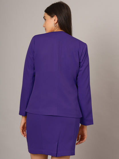 Open Front Long Sleeves Blazer With Skirts
