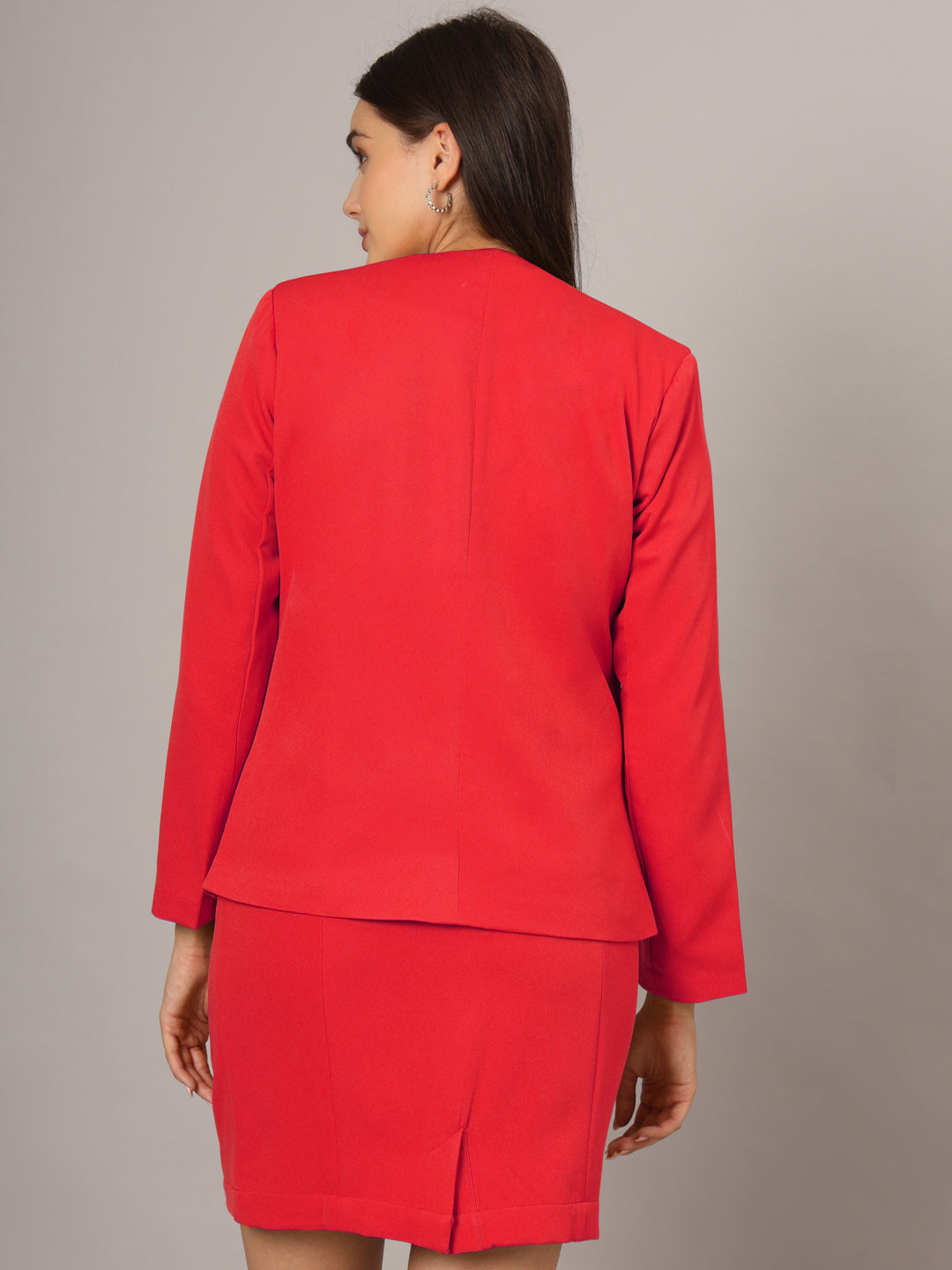 Open Front Long Sleeves Blazer With Skirts