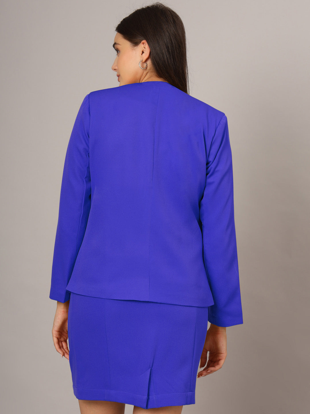 Open Front Long Sleeves Blazer With Skirts