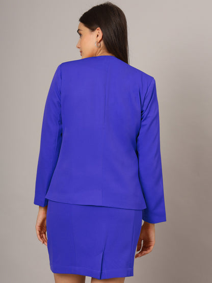 Open Front Long Sleeves Blazer With Skirts