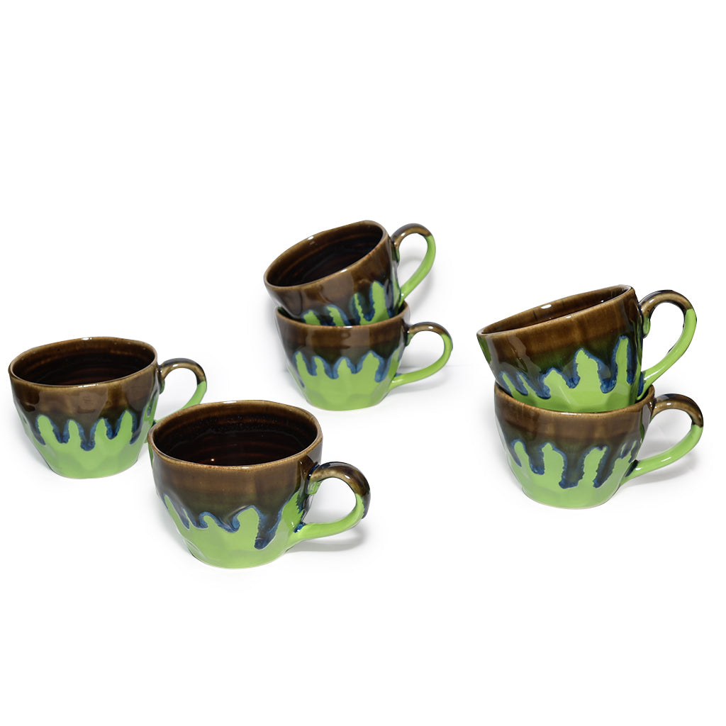 Coffee Mugs Set of 6 | flow - Glaze| 220 ml